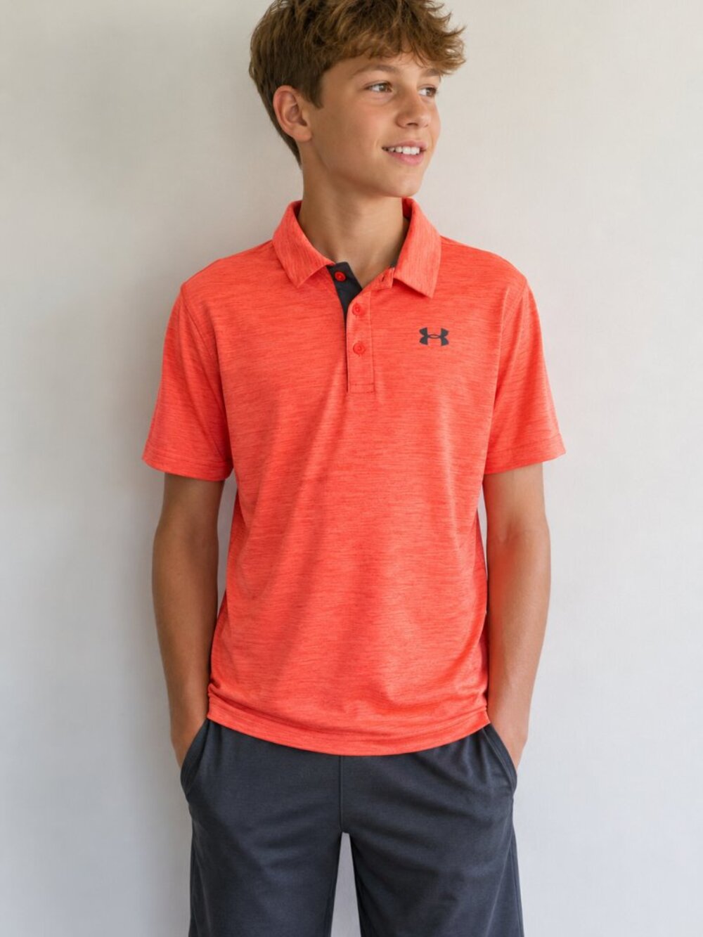 Under Armour Youth XL Performance Polo Shirt | Bright Coral Orange | Golf